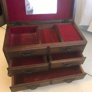 Antique Black Walnut Wood Jewelry Box